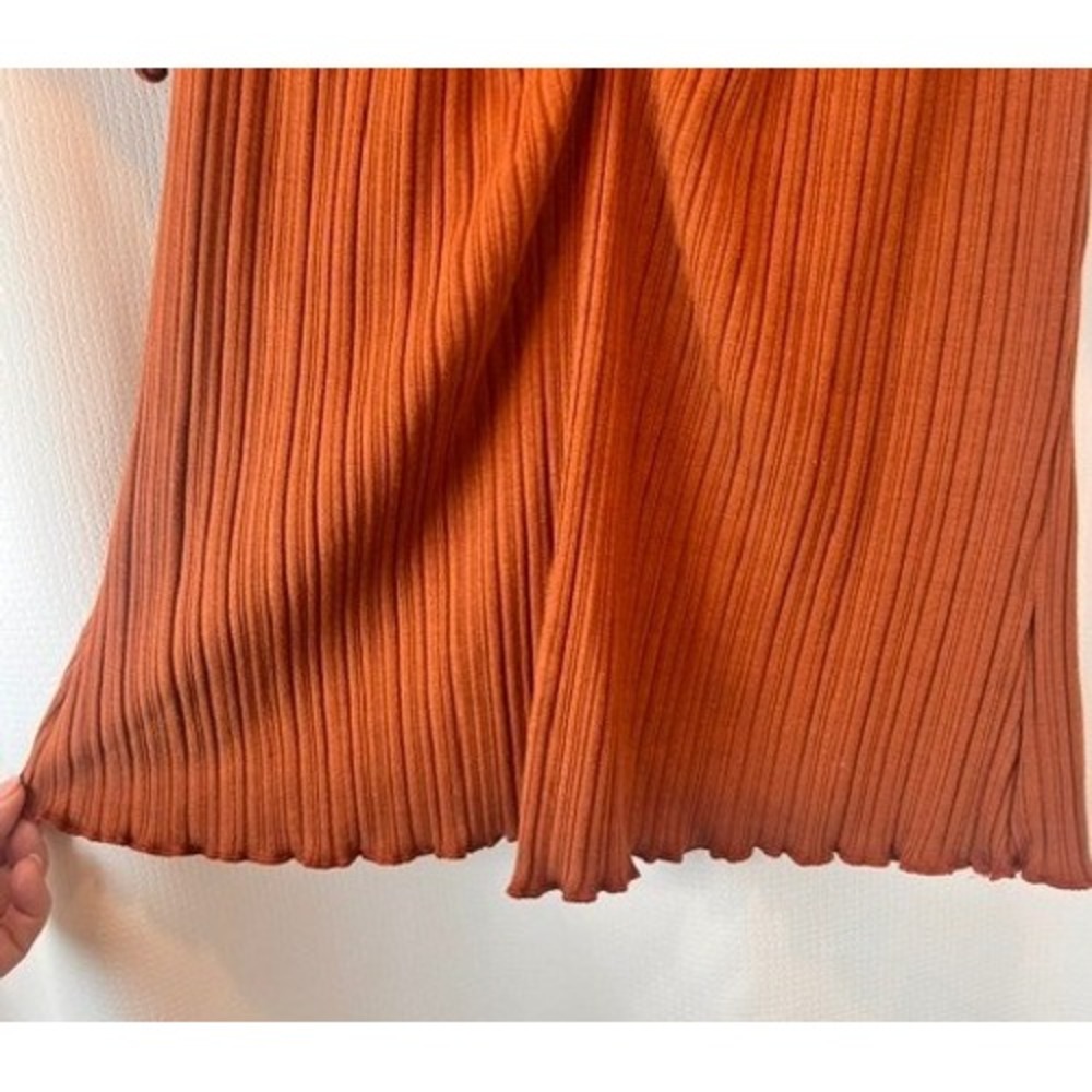Haute Fox 1X Plus Rust Plissé Micro Pleat Ruffle Coquette Lettuce Hem Bow Top - Picture 5 of 9